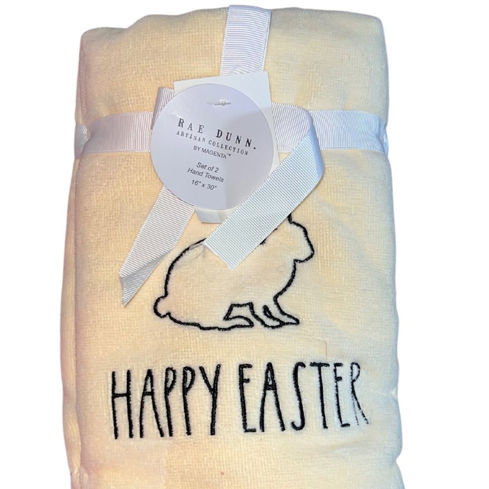 Rae Dunn Set of 2 Happy Easter Hand Towels